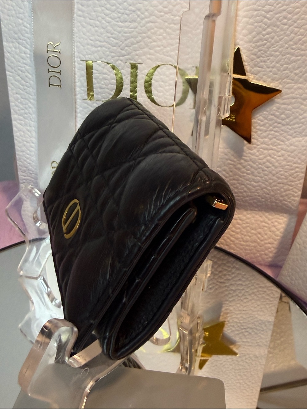 Christian Dior Caro Compact Bifold Wallet Black Cannage Calfskin Box & Dust Bag - Picture 4 of 12